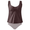 thumbnail image 1 of AHTJRT Women's Tankini Bathing Suit Modest Two Pieces Swim Suits Ruffle V Neck Swim Tank Tops and High Waisted Bottoms Coffee S, 1 of 4