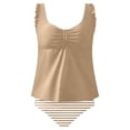thumbnail image 1 of AHTJRT Women's Tankini Bathing Suit Modest Two Pieces Swim Suits Ruffle V Neck Swim Tank Tops and High Waisted Bottoms Khaki L, 1 of 4