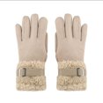 thumbnail image 1 of AHTJRT Women's Touch Screen Gloves Warm Sherpa Fleece Wrist Suede Gloves Outdoor Leather Buckle Mittens for Outdoor Driving Cycling Gray Free Size, 1 of 4