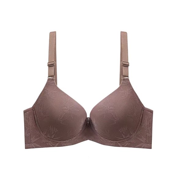 AHTJRT Women's Underwire Bralettes Deep V Full Coverage Seamless Bras Adjustable Straps Push up Lingerie Everyday Bras Coffee 44
