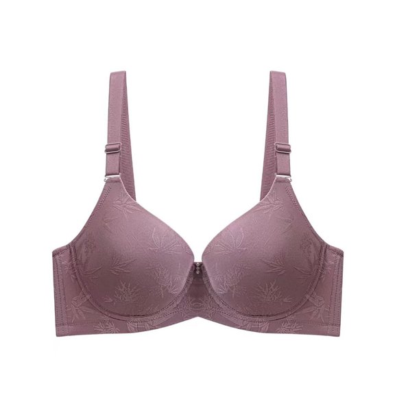 AHTJRT Women's Underwire Bralettes Deep V Full Coverage Seamless Bras Adjustable Straps Push up Lingerie Everyday Bras Pink 44