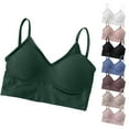 thumbnail image 1 of AHTJRT Women's V Neck Bralettes Ribbed Knit Smooth Padded Bras with Spaghetti Straps Full Coverage Seamless Bra for Sports Yellow Free Size, 1 of 4