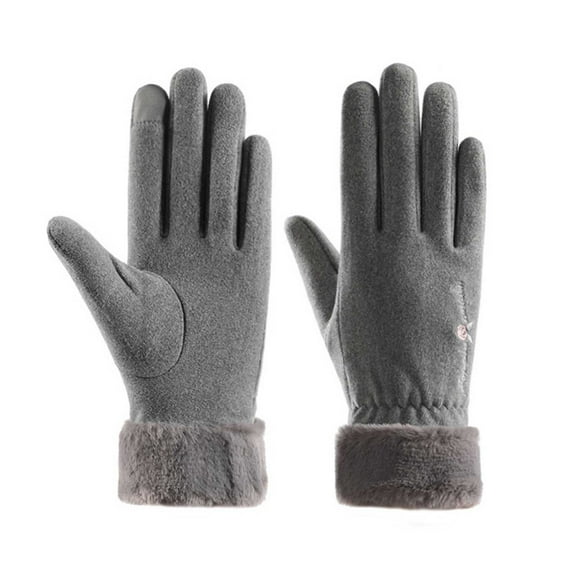 AHTJRT Women's Waterproof Touchscreen Ski Gloves Winter Outdoor Snow Skiing Gloves Fuzzy Fleece Cuff Windproof Accessories Gray Free Size