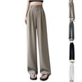 thumbnail image 1 of AHTJRT Women's Wide Leg Dress Pants Plus Size Front Button High Waisted Loose Fit Work Trousers with Pockets Casual 2026 Formal Business Slacks White XXXXL, 1 of 8
