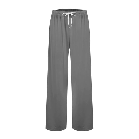 AHTJRT Women's Wide Leg Sweatpants Drawstrings High Waisted Joggers with Pockets Straight Leg Lounge Pants Fashion 2026 Fall Spring Clothes Dark Gray S