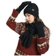thumbnail image 1 of AHTJRT Women's Winter Beanie Hat Scarf Gloves 3 in 1 Set Warm Knit Long Scarves Fleece Lined Beanie Pompom Hat Touchscreen Gloves Set Navy Free Size, 1 of 8