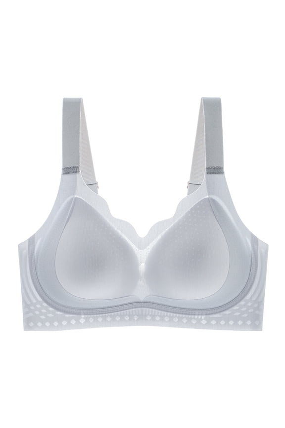 Women's Wirefree Bralettes Sheer Full Coverage Seamless Push Up Bralettes Comfy Breathable Scalloped Racerback Bras Purple XXL