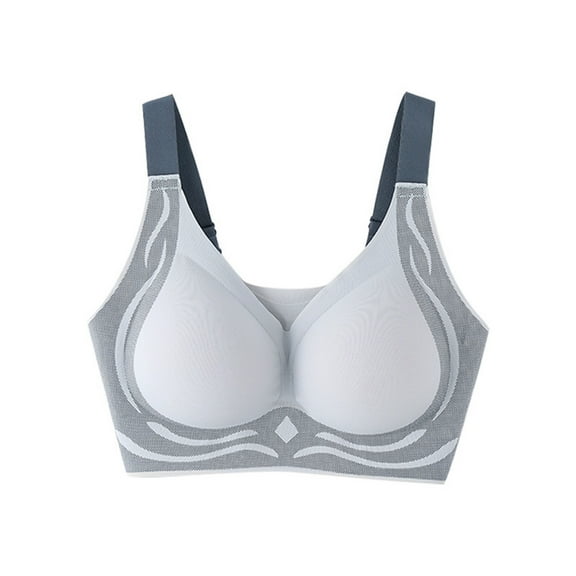 AHTJRT Women's Wireless Bralettes Stretchy Comfortable Fixed Padded Bras Full Coverage Everyday Sports Lingeries bra with Adjustable Straps Gray XXXL