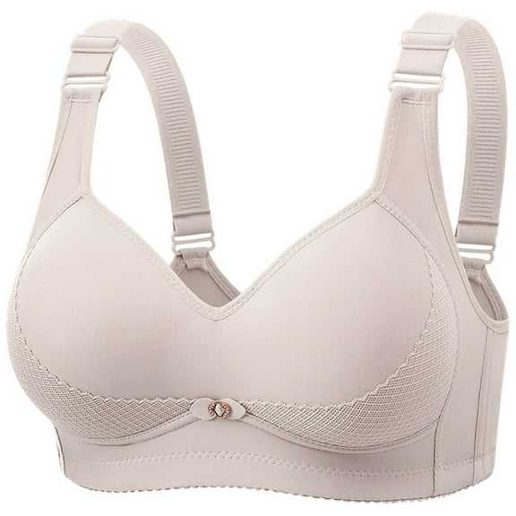 AHTJRT Women's Wireless Push Up Bras Supportive Comfort Breathable Brassiere with Adjustable Straps Light Padded Lingerie Gray 40