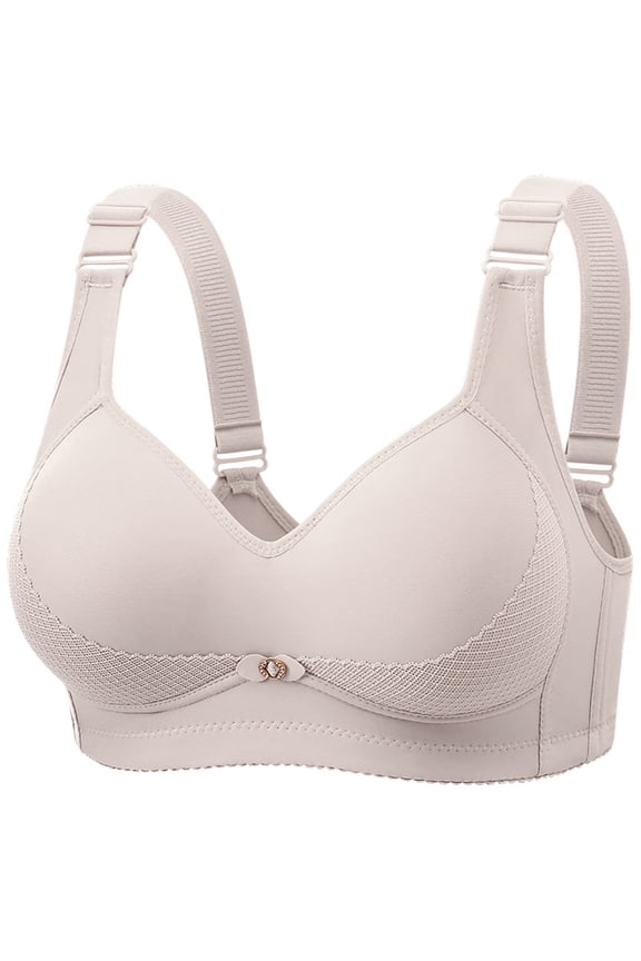 Women's Wireless Push Up Bras Supportive Comfort Breathable Brassiere with Adjustable Straps Light Padded Lingerie Gray 42