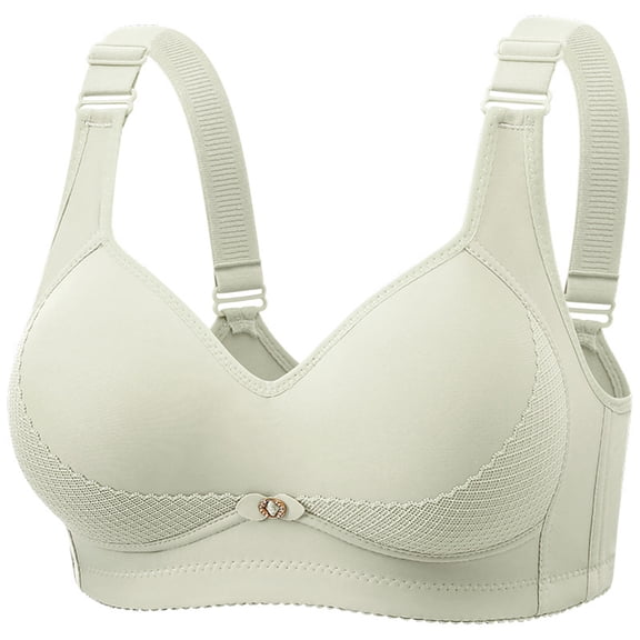 AHTJRT Women's Wireless Push Up Bras Supportive Comfort Breathable Brassiere with Adjustable Straps Light Padded Lingerie Green 40