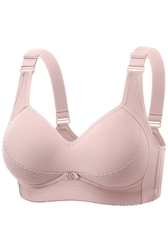 Women's Wireless Push Up Bras Supportive Comfort Breathable Brassiere with Adjustable Straps Light Padded Lingerie Rose Gold 42