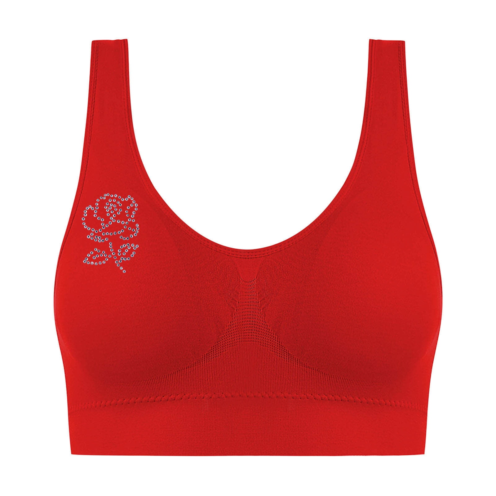 AHTJRT Women's Wireless Sports Bras Flower Patterns Mesh Breathable ...