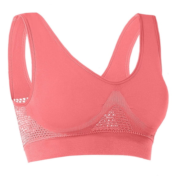AHTJRT Women's Workout Sports Bras Plus Size Mesh Breathable Athletic Gym Yoga Lingerie Tops Stretchy Racerbacks Bralettes Watermelon Red XXXXL