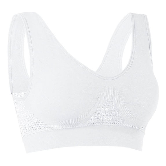 AHTJRT Women's Workout Sports Bras Plus Size Mesh Breathable Athletic Gym Yoga Lingerie Tops Stretchy Racerbacks Bralettes White XXXL