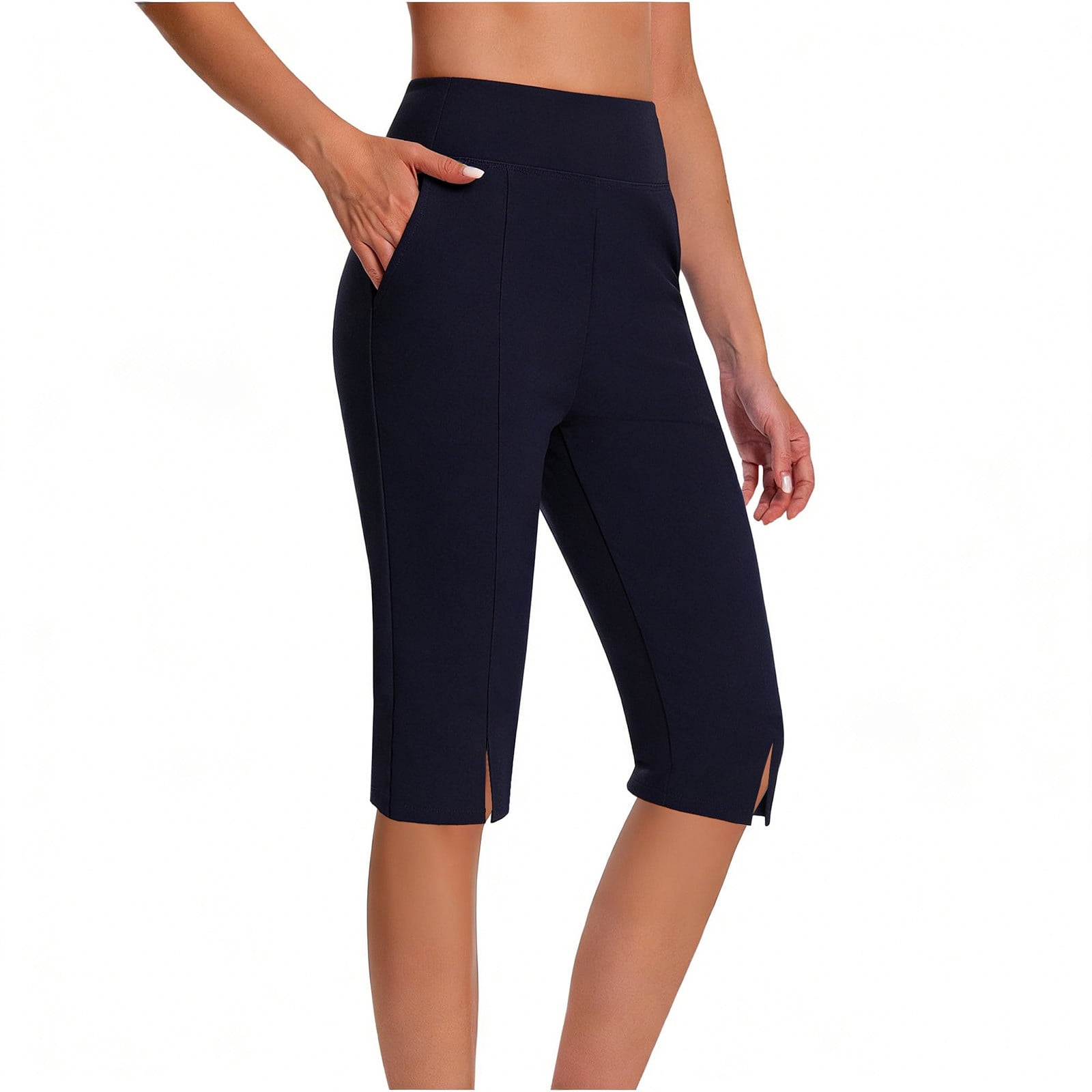 AHTJRT Women's Yoga Capris Skinny Workout Gym Running Leggings Side ...