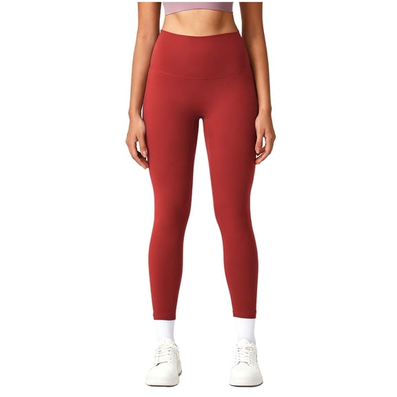 AHTJRT Women's Yoga Leggings High Elastic Buttery Soft Dancing Trousers Tummy Control Lounge Workout Running Yoga Pants Red M