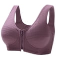 thumbnail image 1 of AHTJRT Women's Zipper Front Closure Bras Seamless Everyday Sports Active Yoga Bralettes Full Coverage Wirefree Supportive Bras Purple XXL, 1 of 4