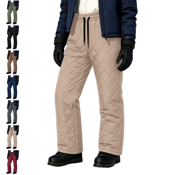 AHTJRT Womens Snow Pants Packable Winter Waterproof Windproof Outdoor Ultralight Warm Down Ski Pants Trousers Elastic Waist Going Out Play Trousers