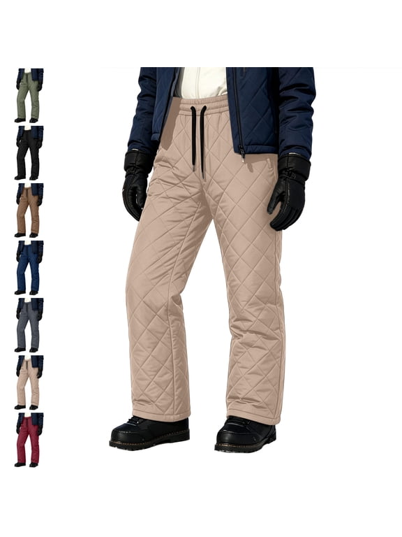 Womens Snow Pants Packable Winter Waterproof Windproof Outdoor Ultralight Warm Down Ski Pants Trousers Elastic Waist Going Out Play Trousers