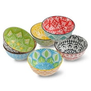 AHX 10-oz Porcelain Dessert Bowls Cereal Bowl,4.75 inch Colorful Small Bowls,Round Ceramic Bowl Set of 6