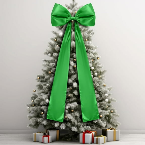 AHeartcove 45 Inches Extra Large Christmas Satin Bows Christmas Tree Topper Decorations Giant Xmas Tree Toppers Bows for Home Wreath Wall Holiday Birthday Wedding Engagement Party Decor(Green)
