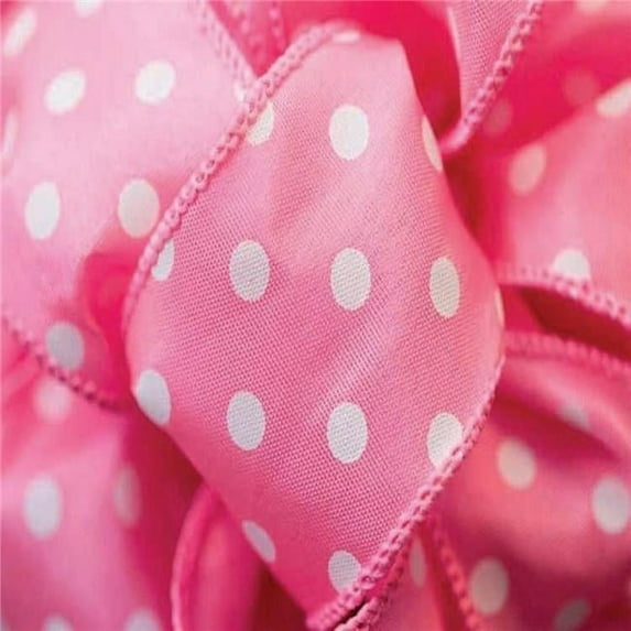 AI-168902-Q06 1.5 in. x 50 Yards Wired Pink with White Dots Ribbon - Set of 6
