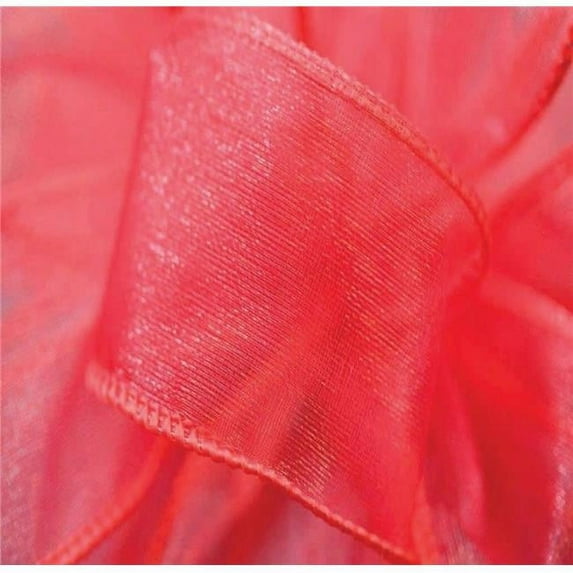 AI-190973-Q02 1.5 in. x 50 Yards Wired Coral Sheer Ribbon - Set of 2