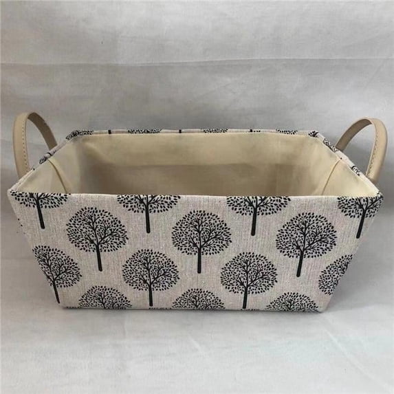 AI-2240-209-Q12 Beige with Black Tree Pattern Handled Basket - Set of 12
