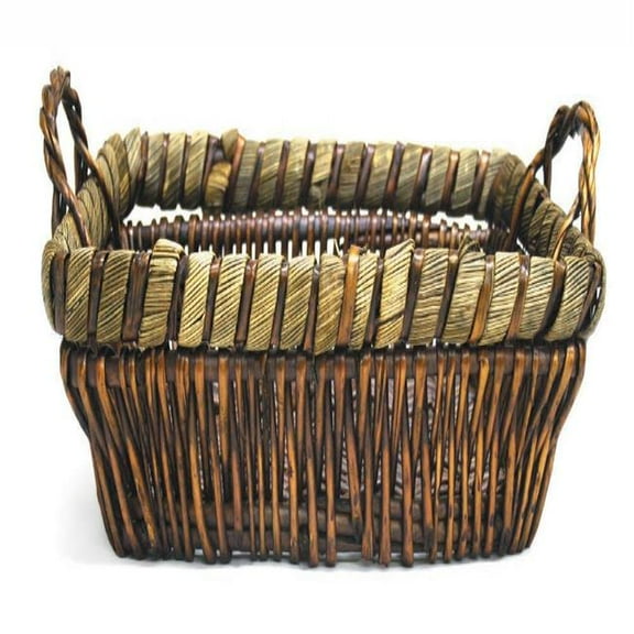 AI-5269-80-Q12 Swiss Willow with 2 Ear Handles Basket, Brown - Set of 12