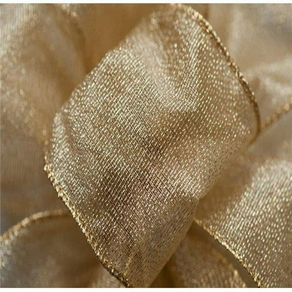 AI-759915-Q02 1.5 in. x 50 Yards Wired Gold Sheer Frost Ribbon - Set of 2