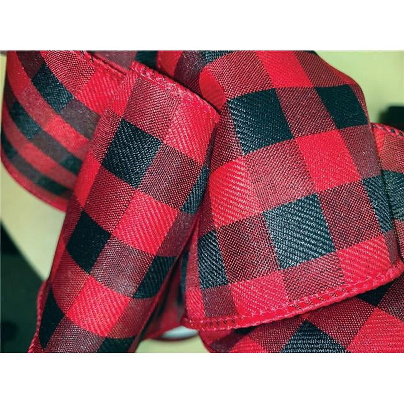 AI-79110013-Q04 4 in. x 50 Yards Wired Black & Red Buffalo Check Ribbon ...