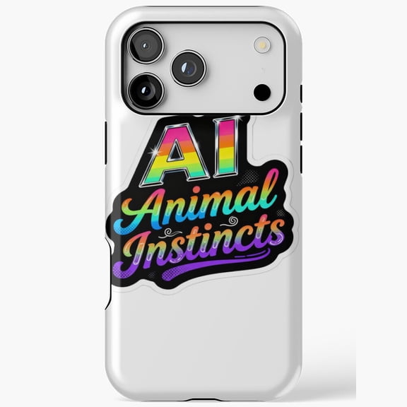 AI Animal Instincts Rainbow Gradient Retro Sticker Style for iPhone Case 11 through 17 Pro Max