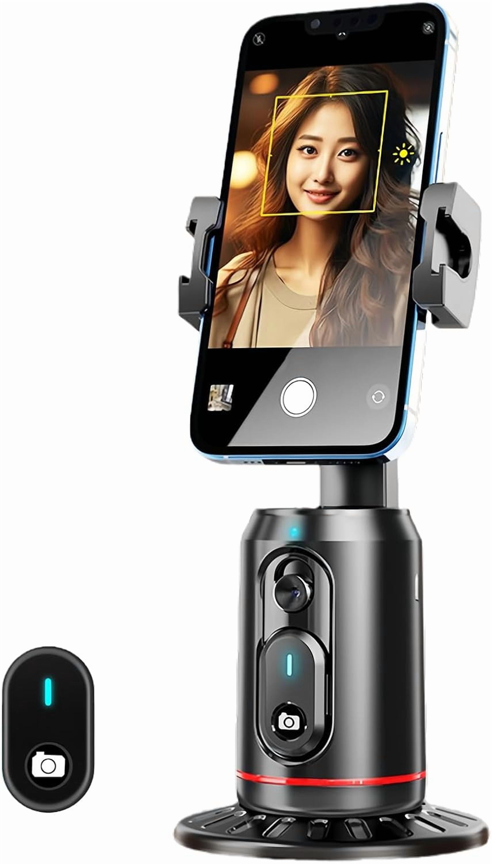 Built-in AI Camera Smart Auto-Tracking Phone Stand, Gesture Control Auto Face Tracking Tripod 360 Rotation with Stand for Video Recording Streaming Vlogging