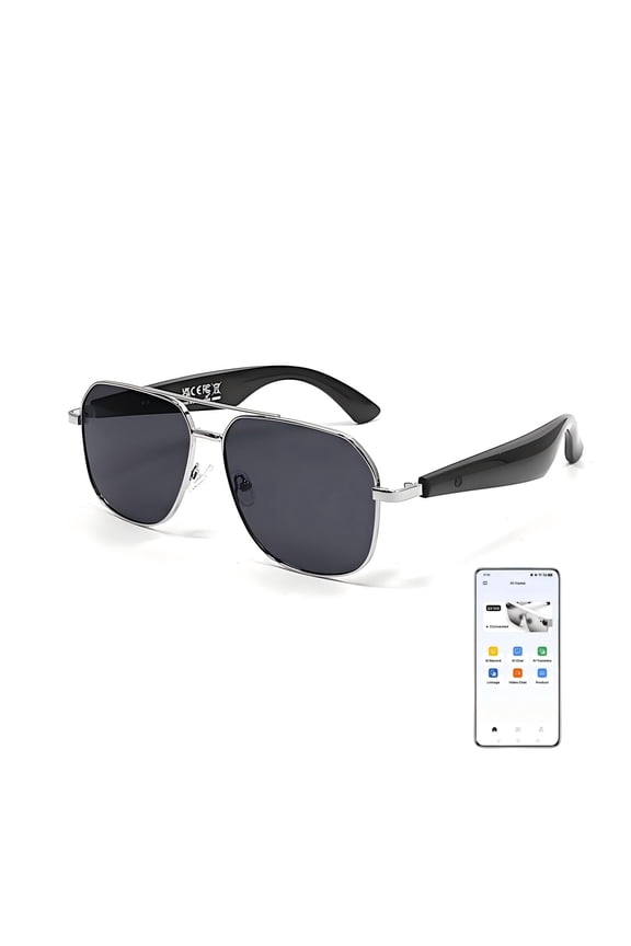 AI Smart Aviator Bluetooth Glasses Sunglasses For Men Women, 140 Languages Two-Way Voice Translation, UV Blue Light Protection Unisex Womens Smart Glasses for Men Driving Travel Business