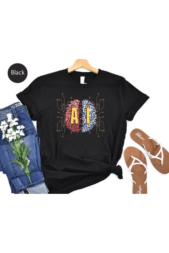 AI Brain Circuit Graphic Tee: Tech Geek Gift TSHIRT All Size S-5XL