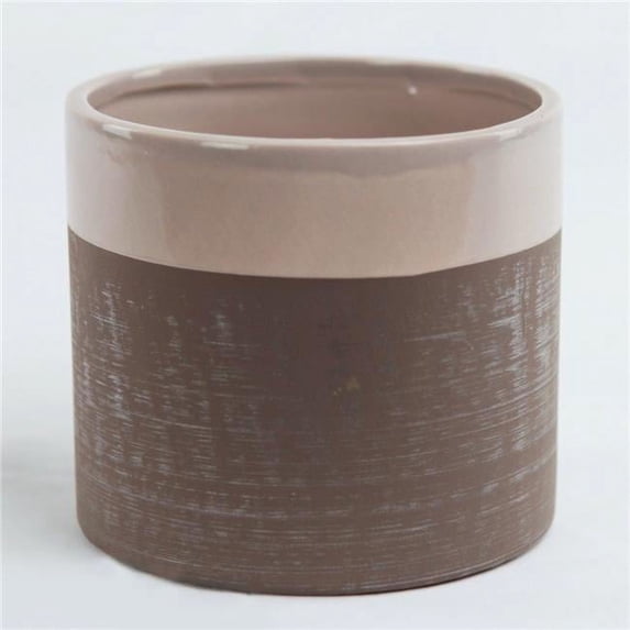AI-CE10-170-Q06 6 in. Pot Size Gray Base with Brown Border Planter - Set of 6