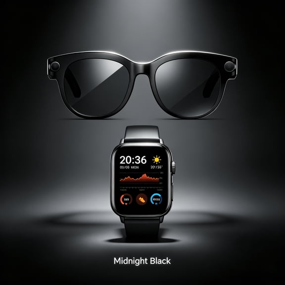 AI Camera Glasses & Smart Watch Bundle, 8MP Recording, AI Real-Time Translation & Video Call, Object Recognition, 160H Watch Battery, for Travel, Cycling, Meetings & Daily Use