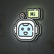 AI Chatbot 3D Novelty Light Box, Personalized Text Option, Tech Decor for Computer Desk Spaces Width 8 inch, 20cm