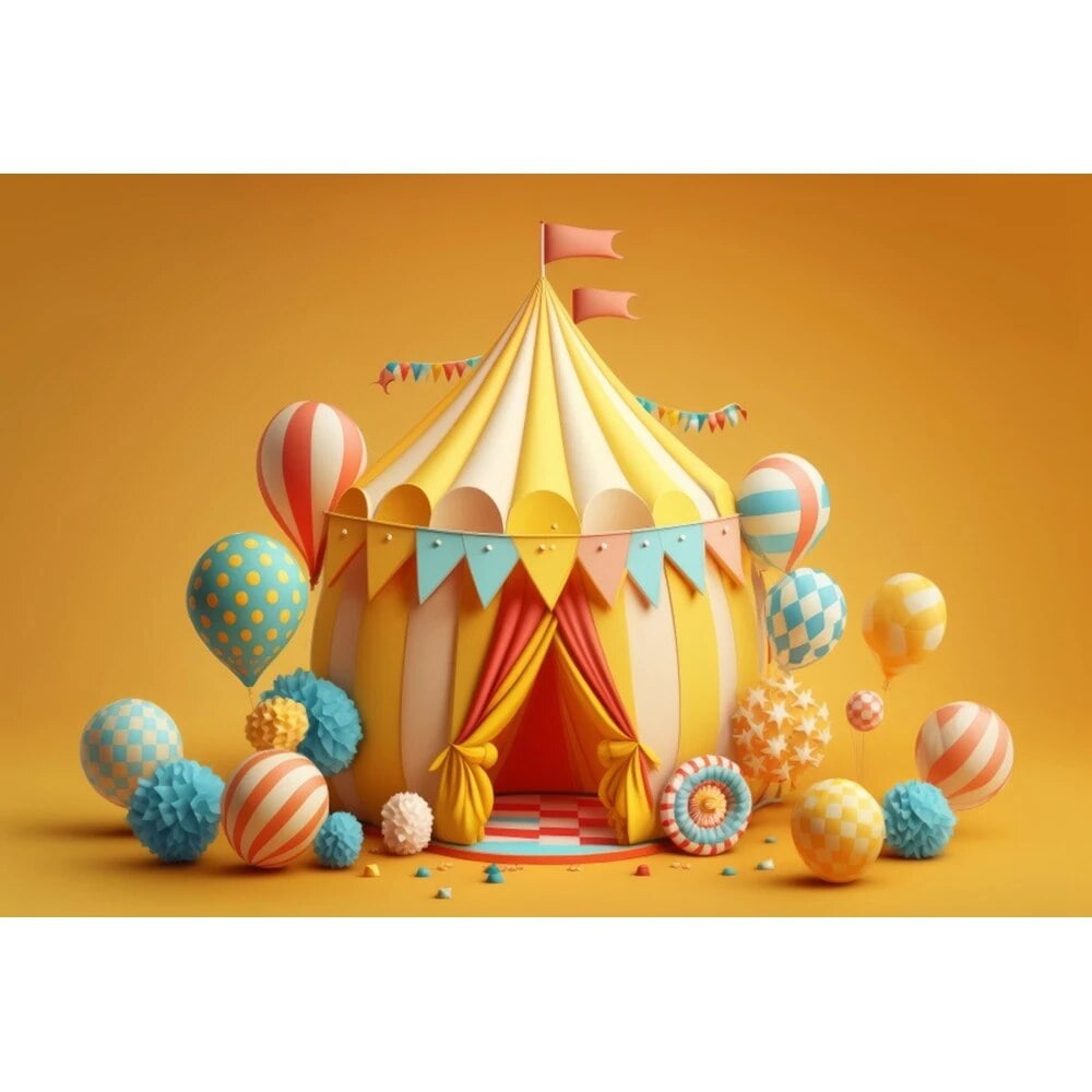AI Circus Balloons Boy And Girl's 1st Birthday Backdrops Photography