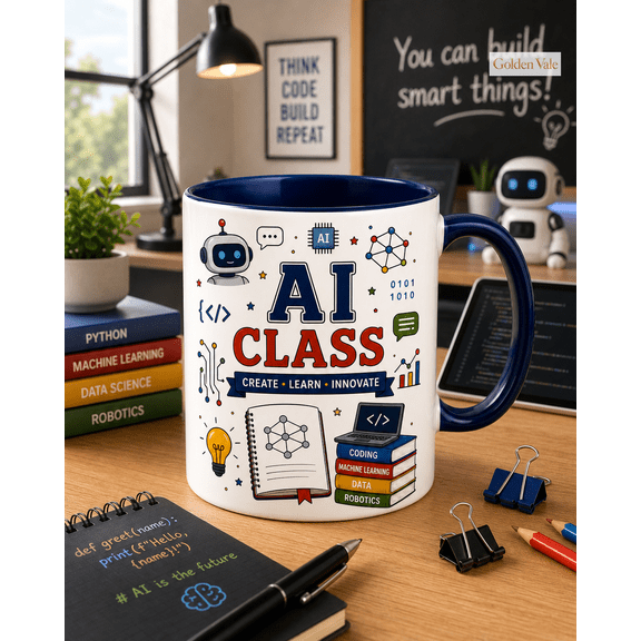 AI Class Mug for Coding Students, Machine Learning Teacher Gift Cup