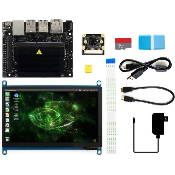AI Computer Jetson Nano Developer Kit B01 4GB Pack (Type C) Includes 7inch HDMI LCD (H) Touch Display 8MP Camera Module and TF Card