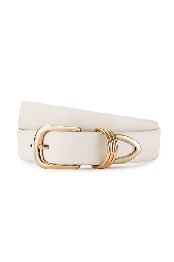 Belts for Women with Gold Buckle Faux Leather Belts Fashion Casual Belts for Jeans