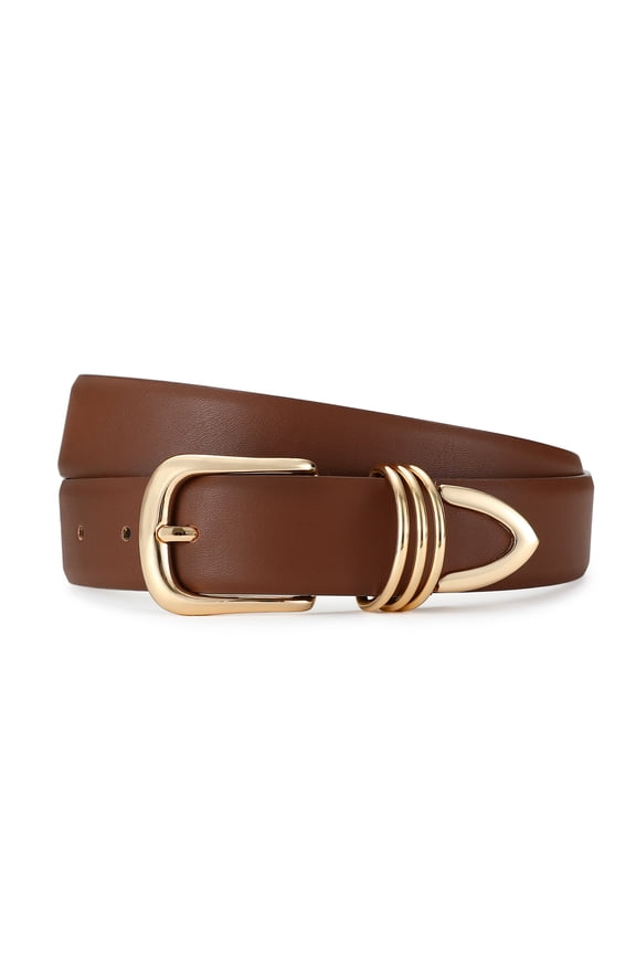 Belts for Women with Gold Buckle Faux Leather Belts Fashion Casual Belts for Jeans