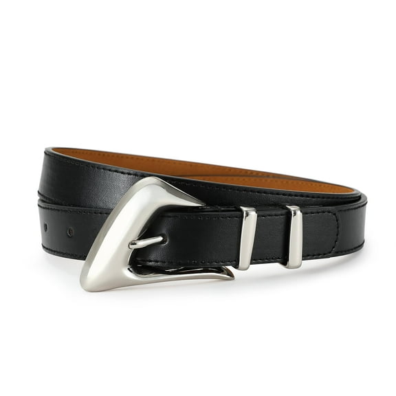 AI DEEBLUE Women's Leather Belts for Jeans Dress Black Brown Belts for Women Waist Belts with Gold Silver Buckle