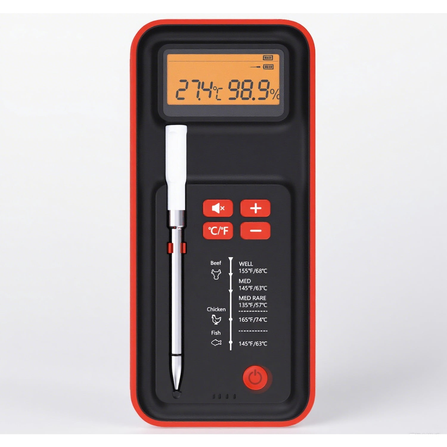 AI Digital Meat Thermometer, 500 ft Long Range Bluetooth Grill Thermometer for Smoker, Oven, BBQ, Digital Food Thermometer for Kitchen Cooking
