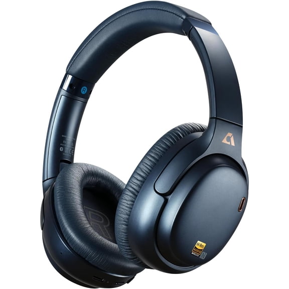 AI E700 Hybrid Noise Cancelling Headphones, Over Ear, Hi-Res Audio with LDAC & aptX Low Latency for Airplane Travel & TV, AI Translation & Custom EQ via APP, Blue
