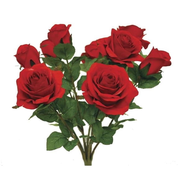 AI-FL3252RED-Q06 Red Elizabeth Roses Artificial Flower - Set of 6