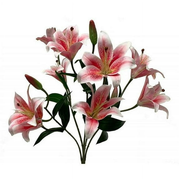 AI-FL3762RUB-Q06 Pink & White Lillies Artificial Flower - Set of 6