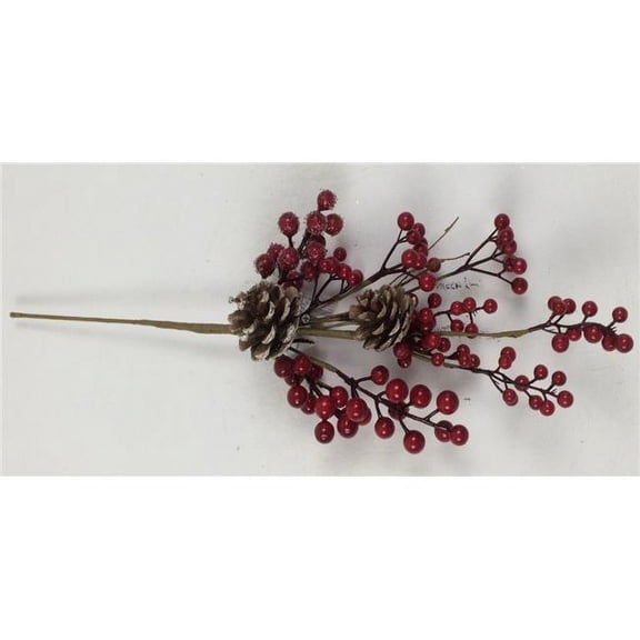AI-FL7062-Q06 Christmas Berries & Pinecones Pick, Red & Brown - Set of 6